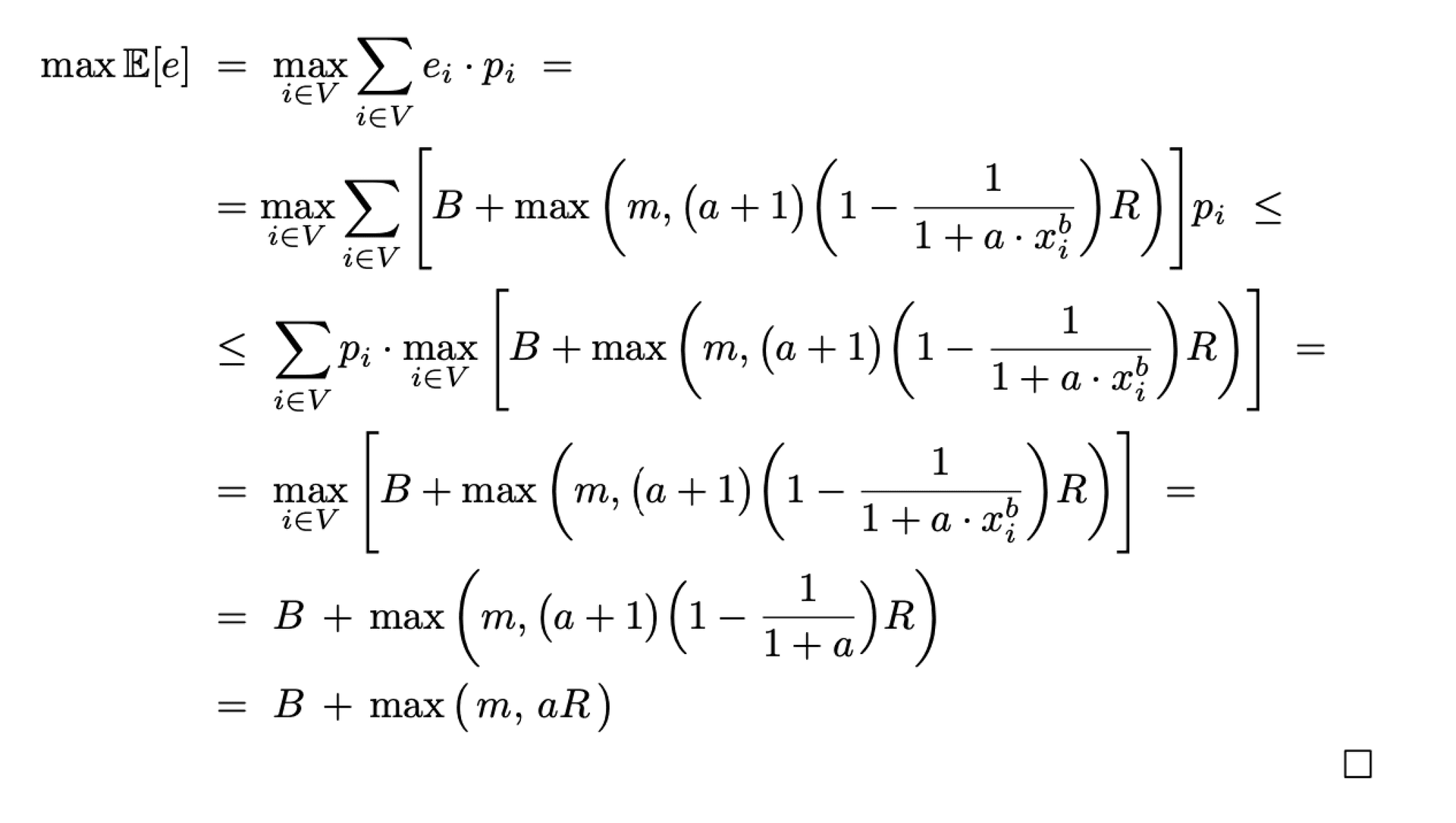 Proof equation showing the mathematical derivation
